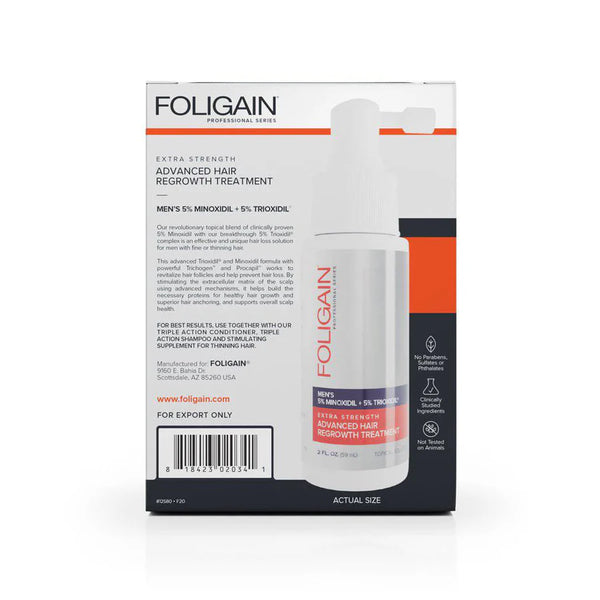 FOLIGAIN Advanced Hair Regrowth For Men Minoxidil 5% + Trioxidil 5% PLUS Free FOLIGAIN Scalp Roller - FOLIGAIN